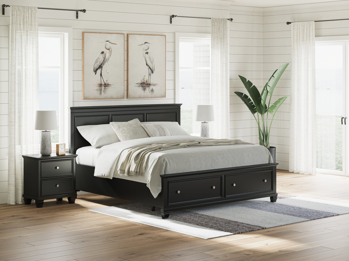 Furniture City Biloxi - Ashley Furniture - Lanolee Bedroom - King Panel Storage Bed / Black - B687B19