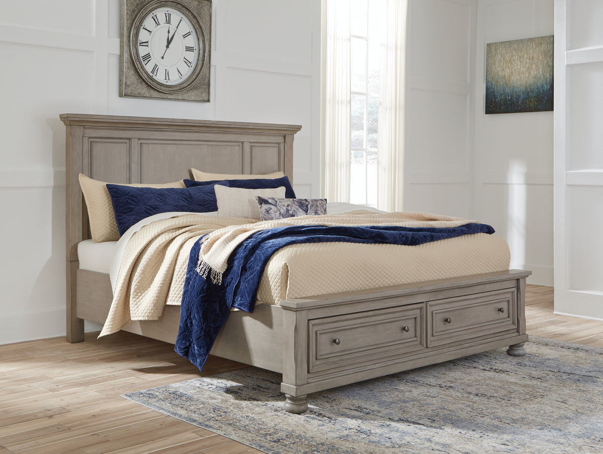 Furniture City Biloxi - Ashley Furniture - Lettner Bedroom - King Panel Storage Bed / Light Gray - B733B33
