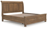 Furniture City Biloxi - Ashley Furniture - Feddinger Bedroom - King Storage Sleigh Bed / Medium Brown - PCB779B8