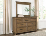 Furniture City Biloxi - Ashley Furniture - Karallin Bedroom - Dresser and Mirror / Medium Brown - PCB782B1