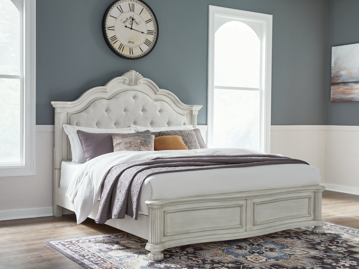 Furniture City Biloxi - Ashley Furniture - Montelaine Bedroom - King Upholstered Panel Bed / Antique White - B795B6