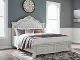 Furniture City Biloxi - Ashley Furniture - Montelaine Bedroom - King Upholstered Panel Bed / Antique White - B795B6