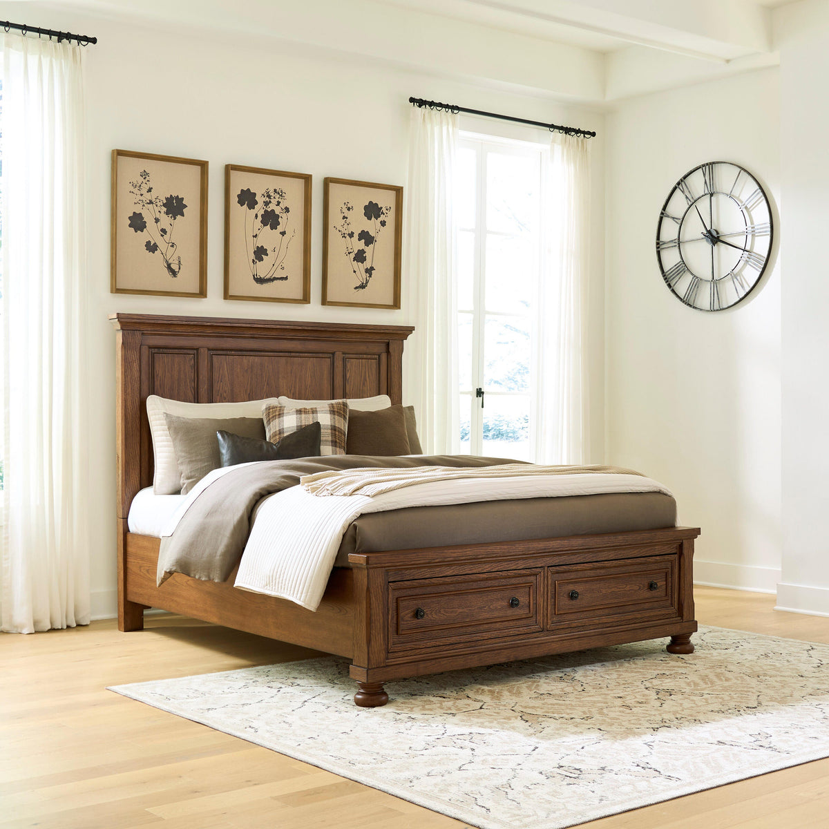 Furniture City Biloxi - Ashley Furniture - Zackaryn Bedroom - Queen Panel Storage Bed / Warm Brown - PCB807B13