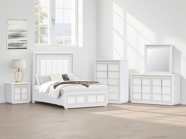 Furniture City Biloxi - Ashley Furniture - Chalanna Bedroom - Queen Upholstered Storage Bed / White - B822B2