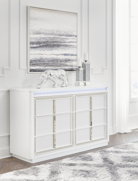 Furniture City Biloxi - Ashley Furniture - Chalanna Bedroom - Five Drawer Chest / White - B822-46