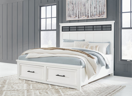 Furniture City Biloxi - Ashley Furniture - Ashbryn Bedroom - King Panel Storage Bed / White/Natural - B844B4