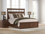 Furniture City Biloxi - Ashley Furniture - Taffenbrook Bedroom - King Panel Storage Bed / Medium Brown - B849B4
