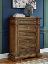 Furniture City Biloxi - Ashley Furniture - Frantanna Bedroom - Five Drawer Chest / Brown - PCB949-46