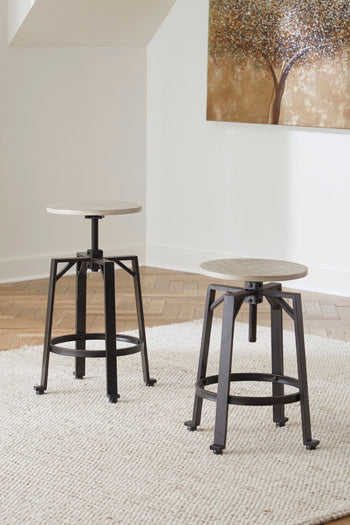 Furniture City Biloxi - Ashley Furniture - Karisslyn Dining Room - Counter Height Stool (Set of 2) / Whitewash/Black - D336-024X2