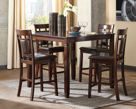 Furniture City Biloxi - Ashley Furniture - Bennox Dining Room - DRM Counter Table Set (5/CN) / Brown - D384-223