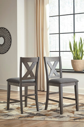 Furniture City Biloxi - Ashley Furniture - Caitbrook Dining Room - Counter Height Upholstered Bar Stool (Set of 2) / Gray - D388-124X2