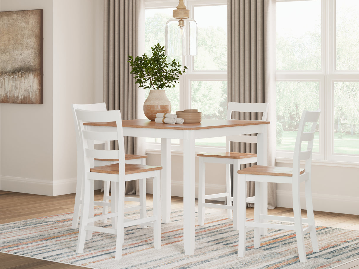 Furniture City Biloxi - Ashley Furniture - Gesthaven Dining Room - DRM Counter Table Set (5/CN) / Natural/White - D398-223