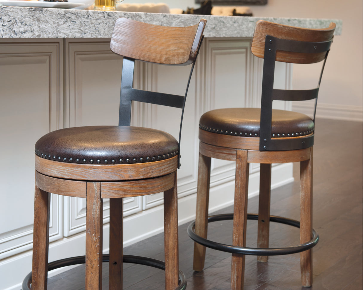 Furniture City Biloxi - Ashley Furniture - Pinnadel Dining Room - Counter Height Bar Stool (Set of 2) / Grayish Brown - D542-124X2