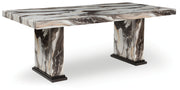 Furniture City Biloxi - Ashley Furniture - Jeshina Dining Table - Dining Table / Dark Brown/Beige - PCD581D4