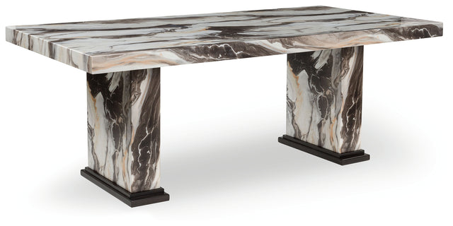 Furniture City Biloxi - Ashley Furniture - Jeshina Dining Table - Dining Table / Dark Brown/Beige - PCD581D4