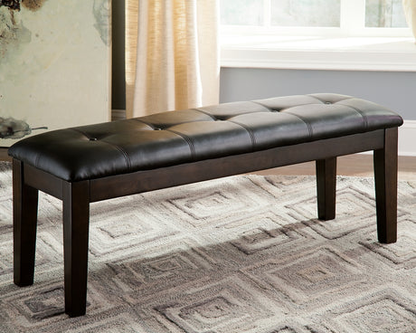 Furniture City Biloxi - Ashley Furniture - Haddigan Dining Bench - Large UPH Dining Room Bench / Dark Brown / 50"W x 16"D x 19"H - D596-00