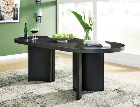 Furniture City Biloxi - Ashley Furniture - Rowanbeck Dining Room - Dining Chair (Set of 2) / Black - D821-02AX2