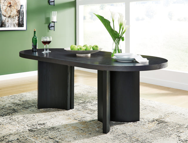 Furniture City Biloxi - Ashley Furniture - Rowanbeck Dining Room - Dining Chair (Set of 2) / Black - D821-02AX2