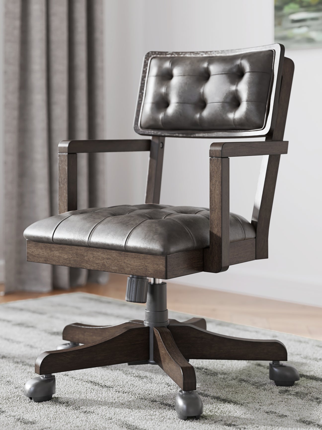 Furniture City Biloxi - Ashley Furniture - Breckington Desk Chair - Home Office Desk Chair (1/CN) / Dark Brown - H556-01A