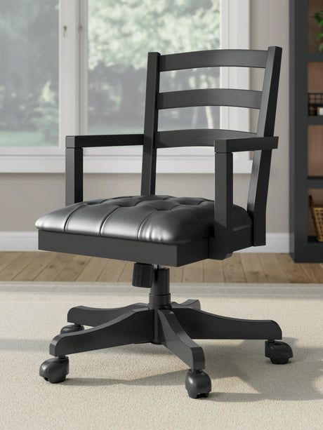 Furniture City Biloxi - Ashley Furniture - Wildenauer Home Office Desk Chair - Home Office Swivel Desk Chair / Black - H664-01A