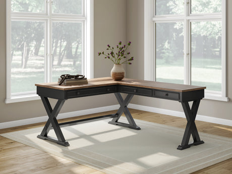 Furniture City Biloxi - Ashley Furniture - Wildenauer Office Desk - Home Office Desk / Brown/Black - H664H2