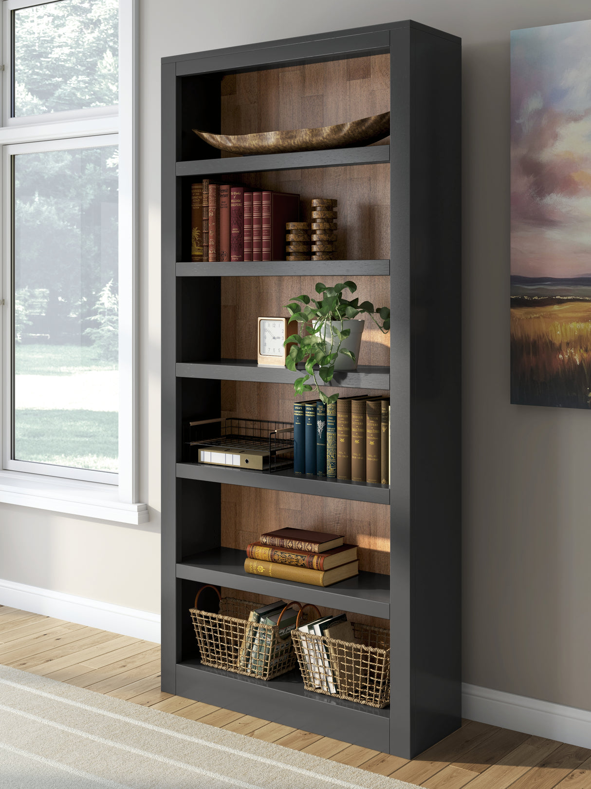 Furniture City Biloxi - Ashley Furniture - Wildenauer Bookcase - Bookcase / Brown/Black - H664-70