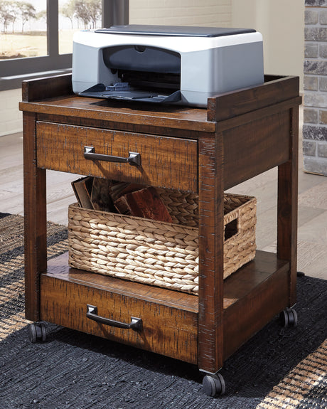 Furniture City Biloxi - Ashley Furniture - Baldridge Printer Stand - Printer Stand / Rustic Brown - H675-11