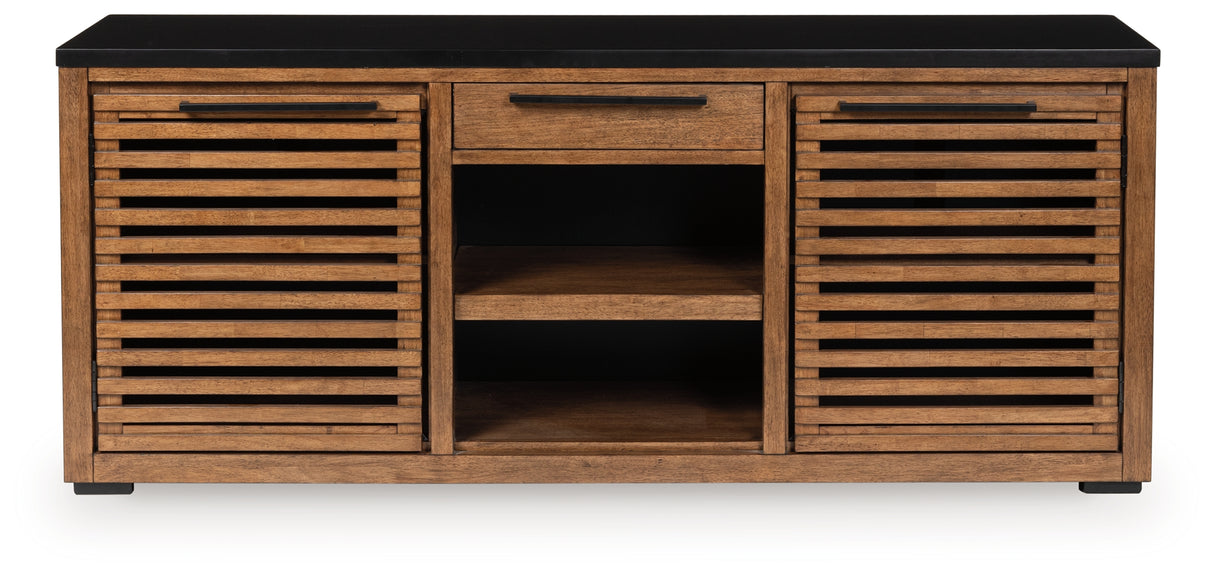 Furniture City Biloxi - Ashley Furniture - Kallari Bookcase - Credenza / Warm Brown/Black - H737-60