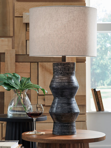 Furniture City Biloxi - Ashley Furniture - Kerbert Lighting - 2-Piece Lamp Set / Distressed Black - L100824X2