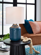 Furniture City Biloxi - Ashley Furniture - Gierburg Lighting - Table Lamp (Set of 2) / Teal - L180214X2