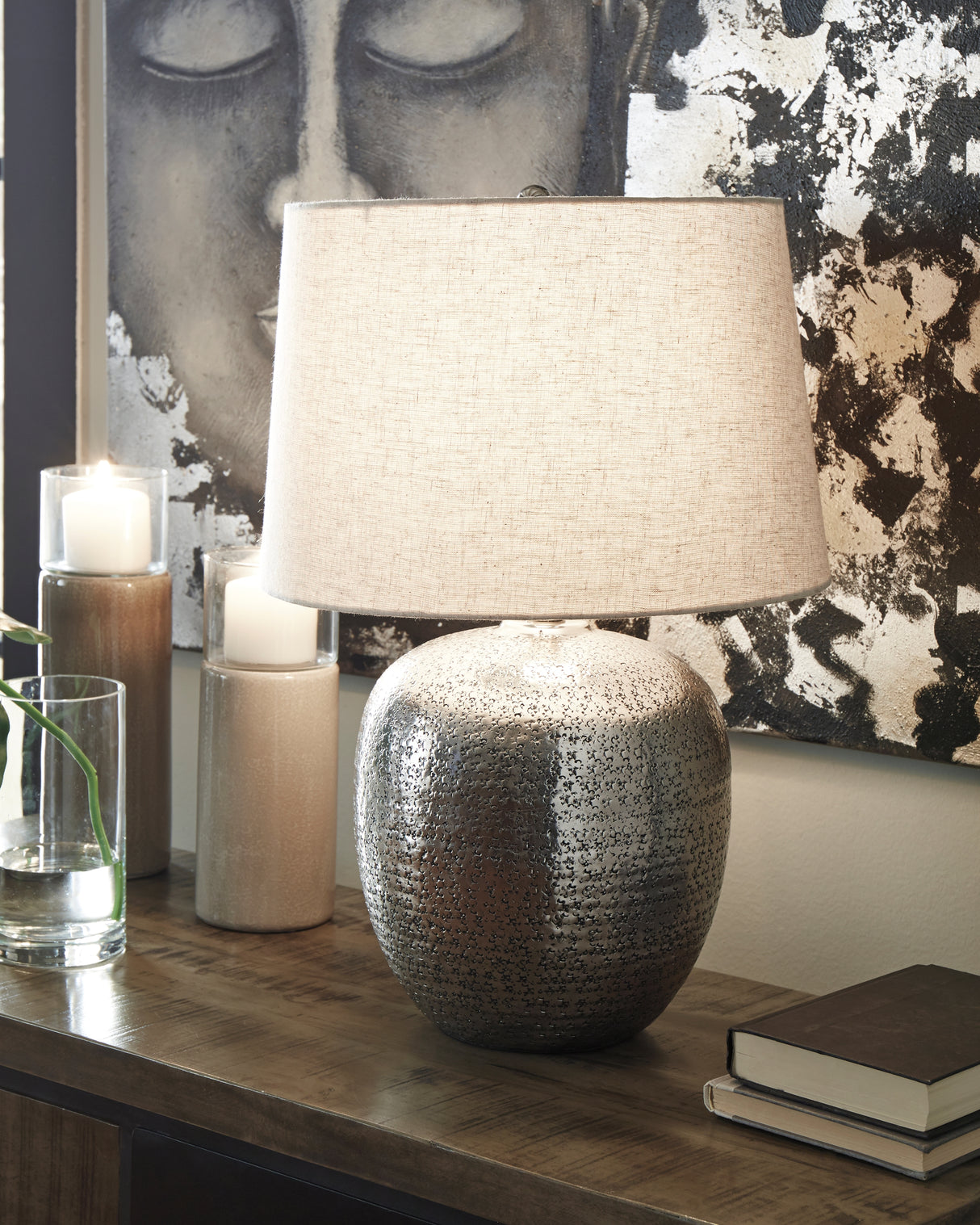 Furniture City Biloxi - Ashley Furniture - Magalie Lighting - Table Lamp (Set of 2) / Antique Silver Finish - L207314X2