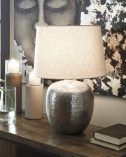 Furniture City Biloxi - Ashley Furniture - Magalie Lighting - Table Lamp (Set of 2) / Antique Silver Finish - L207314X2