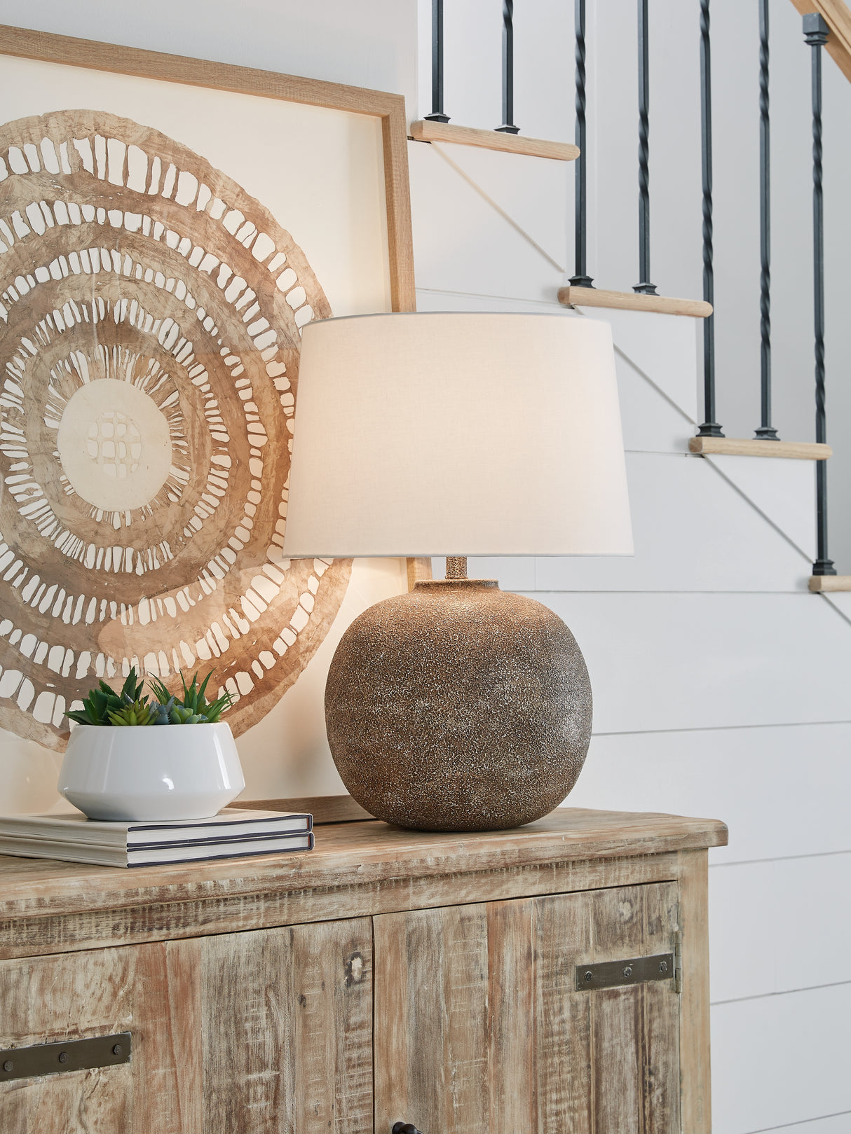 Furniture City Biloxi - Ashley Furniture - Neavesboro Lighting - 2-Piece Lamp Set / Antique Brown/White - L207484X2