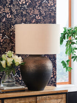 Furniture City Biloxi - Ashley Furniture - Newgerhard Lighting - Metal Table Lamp (1/CN) / Brown/Black - L207644