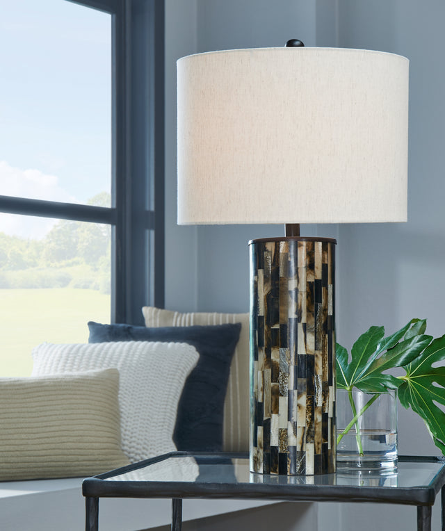 Furniture City Biloxi - Ashley Furniture - Ellford Lighting - Table Lamp (Set of 2) / Black/Brown/Cream - L235684X2