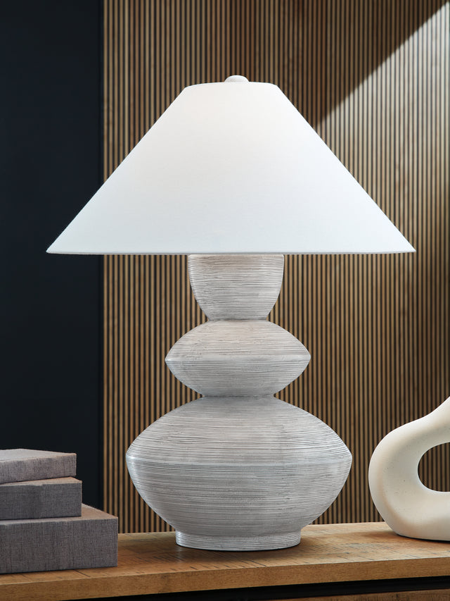 Furniture City Biloxi - Ashley Furniture - Brickdon Lighting - Poly Table Lamp (1/CN) / Distressed White - L235874