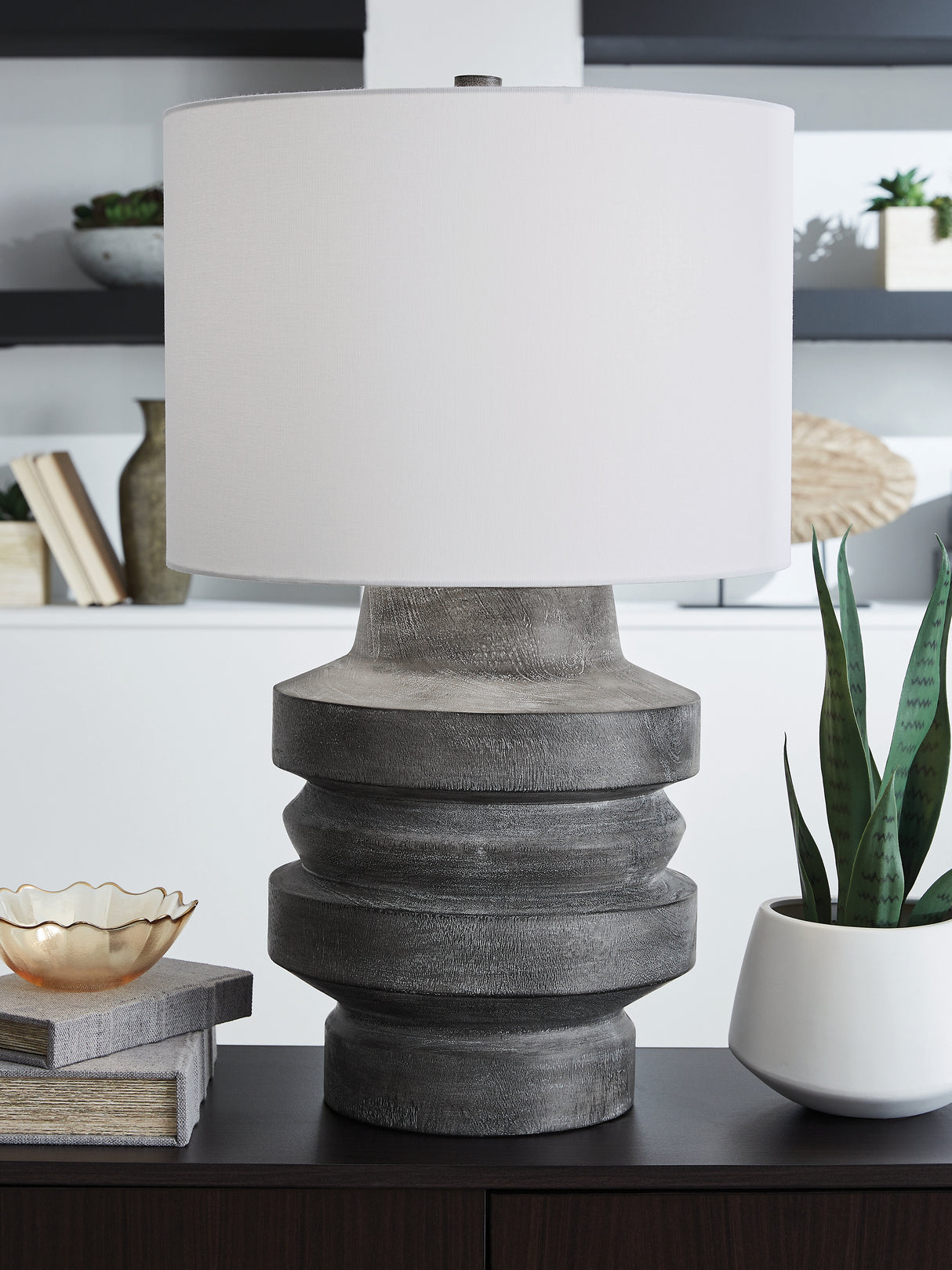 Furniture City Biloxi - Ashley Furniture - Wahida Lighting - Poly Table Lamp (1/CN) / Distressed Black - L235914