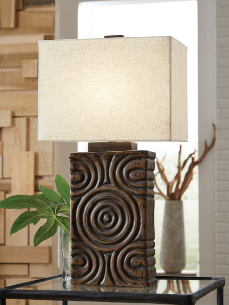 Furniture City Biloxi - Ashley Furniture - Heathbury Lighting - Paper Table Lamp (1/CN) / Antique Brown - L235964