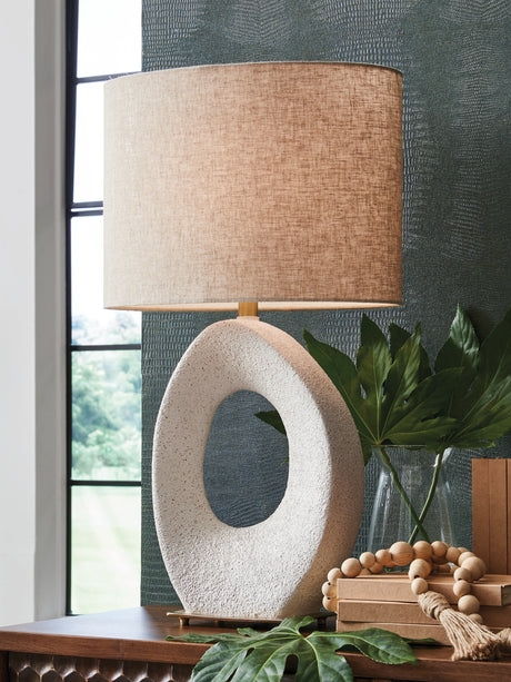 Furniture City Biloxi - Ashley Furniture - Trentlen Lighting - Paper Table Lamp (1/CN) / Cream/Gold Finish - L235984