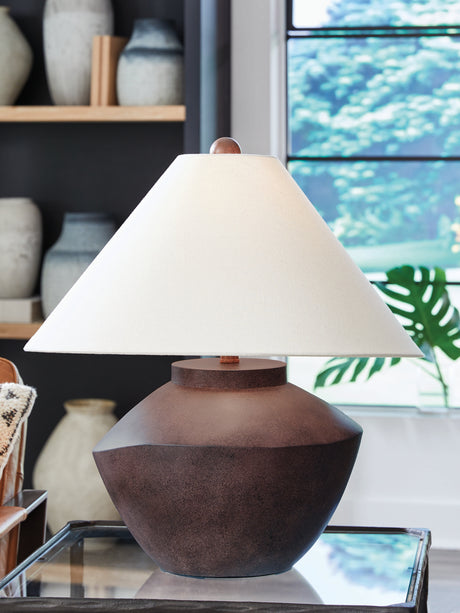 Furniture City Biloxi - Ashley Furniture - Honsworth Lighting - Poly Table Lamp (1/CN) / Antique Brown - L235994