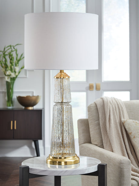 Furniture City Biloxi - Ashley Furniture - Bakersboro Lighting - Glass Table Lamp (1/CN) / Clear/Gold Finish - L430884