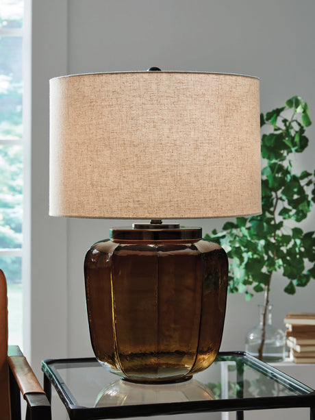 Furniture City Biloxi - Ashley Furniture - Bainmore Lighting - Glass Table Lamp (1/CN) / Amber - L430914