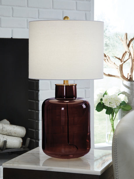 Furniture City Biloxi - Ashley Furniture - Mette Lighting - Glass Table Lamp (1/CN) / Brown/Gold Finish - L430924