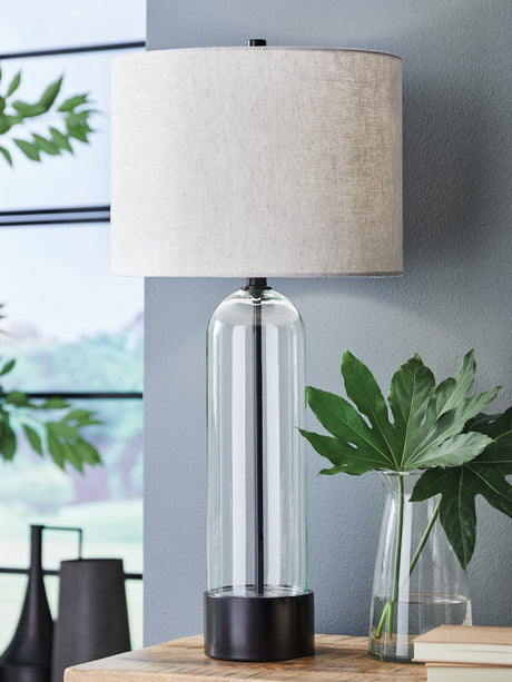Furniture City Biloxi - Ashley Furniture - Kerrbrook Lighting - Glass Table Lamp (1/CN) / Clear/Black - L430944