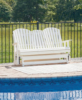 Furniture City Biloxi - Ashley Furniture - Hyland wave Outdoor - Glider Loveseat / White - P111-835