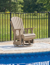 Furniture City Biloxi - Ashley Furniture - Hyland wave Outdoor - Swivel Glider Chair / Driftwood - P114-820