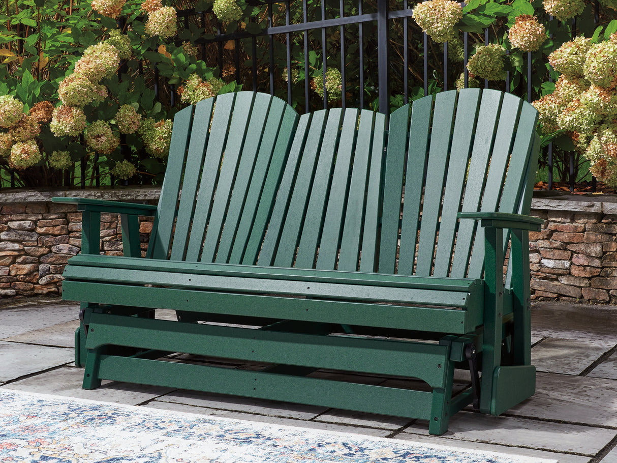 Furniture City Biloxi - Ashley Furniture - Shell Beach Outdoor - Loveseat Glider / Green - PCP115-835