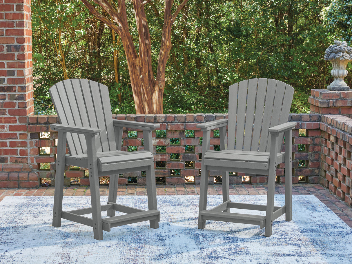 Furniture City Biloxi - Ashley Furniture - Sanctuary Beach Outdoor - Barstool (Set of 2) / Dark Gray - PCP227-124