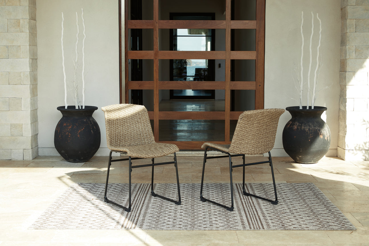 Furniture City Biloxi - Ashley Furniture - Amaris Outdoor - Chair (Set of 2) / Brown/Black - P369-601