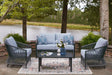 Furniture City Biloxi - Ashley Furniture - Bridges Beach Outdoor - Love/Chairs/Table Set (4/CN) / Gray - PCP391-080